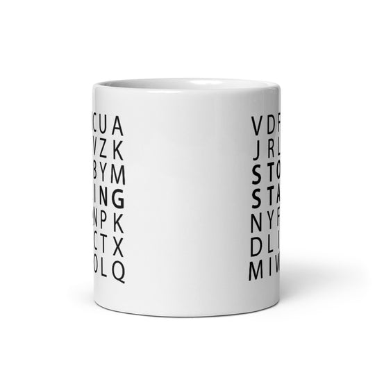 Stop Staring Crossword Mug, Double Sided - Cause