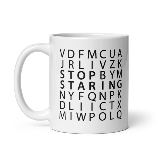 Stop Staring Crossword Mug, Double Sided - Cause