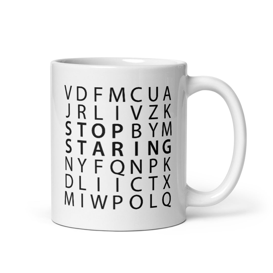 Stop Staring Crossword Mug, Double Sided - Cause