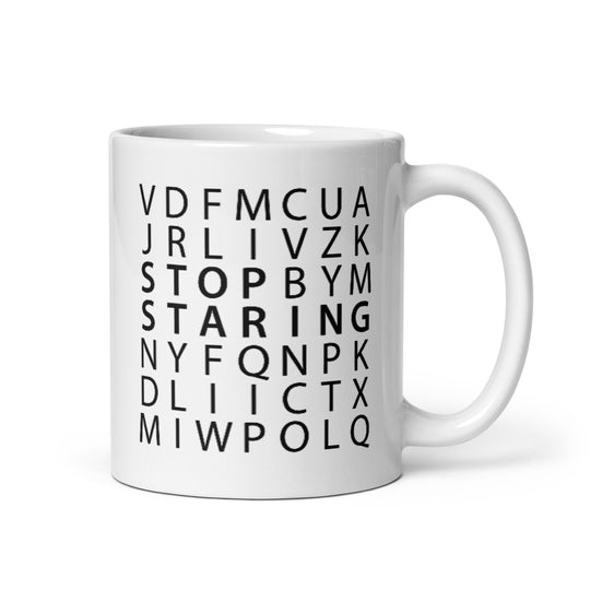 Stop Staring Crossword Mug, Double Sided - Cause